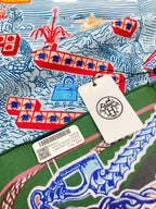 Gavroche Super Silk Quest Détail Scarf 90 CM In Green Colorful Silk Twill 274213
