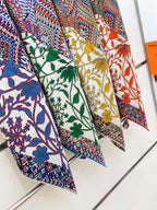 Le Jaguar Et Le Colibri Shawl 135 CM Green Colorful Cashmere And Silk 281676