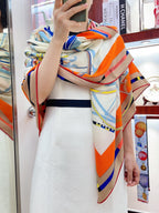 Voitures En Equilibre Scarf 140 CM In Colorful Cashmere And Silk 286417