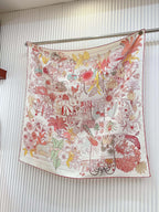 Precious Paradise Scarf 90 CM In Pink Colorful Silk Twill 294485