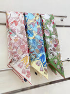 Precious Paradise Scarf 90 CM In Green Colorful Silk Twill 294486
