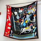 Tea For Two Scarf 90 CM In Black Colorful Silk Twill  296692