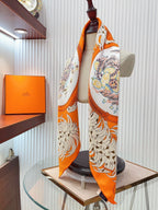 Legende Brodee Scarf 90 CM In Orange Colorful Silk Twill 300423