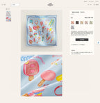Funny Ice Cream Scarf 90 CM In Light Blue Colorful Silk Twill 300439