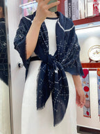 CC Square Scarf 140 CM In Black With White Logo Cashmere 300443