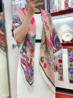 Gavroche Super Silk Quest Détail Scarf 140 CM In Colorful Cashmere 300440