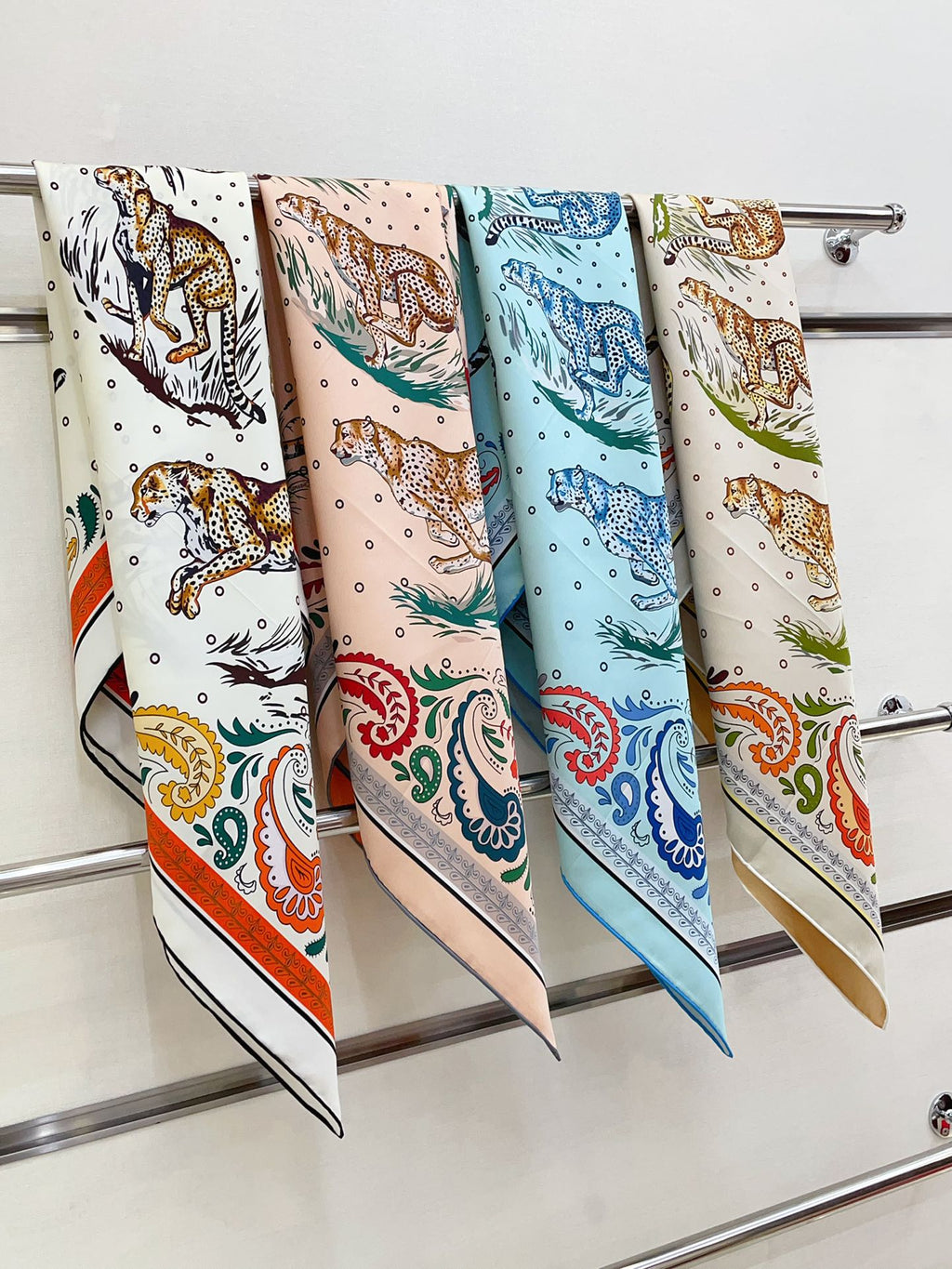 Guepards Bandana Double Face Scarf 90 CM In Colorful Silk 301848