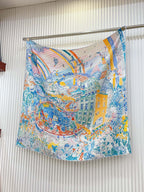 Les Folies Du Faubourg Scarf 90 CM In Colorful Silk Twill 304375