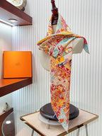 Les Folies Du Faubourg Scarf 90 CM In Colorful Silk Twill 304376