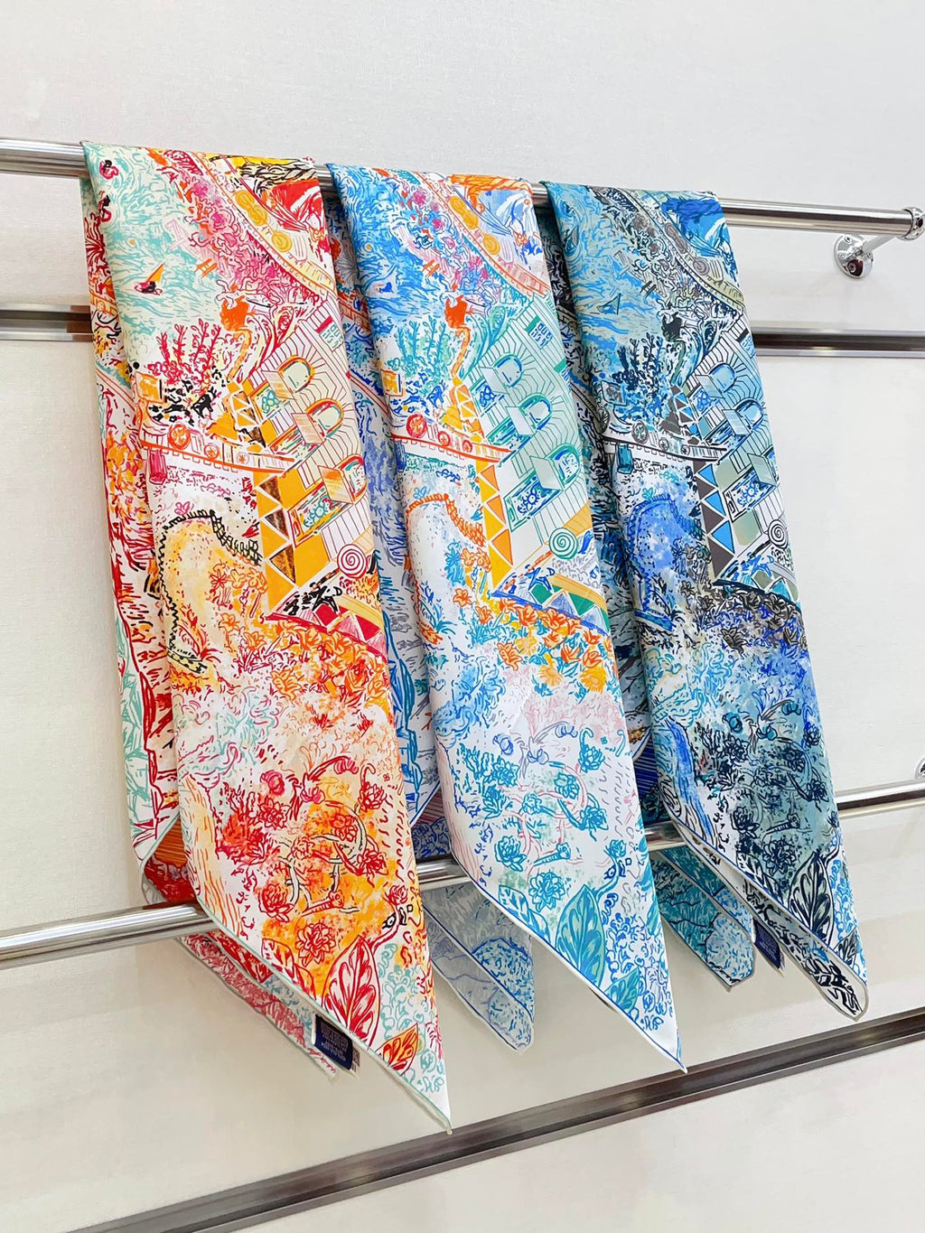 Les Folies Du Faubourg Scarf 90 CM In Colorful Silk Twill 304376