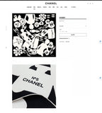 CC Square Scarf 90 CM In Black Mix White Silk  305181