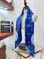 CC Square Scarf 90 CM In Blue Silk Twill 306566