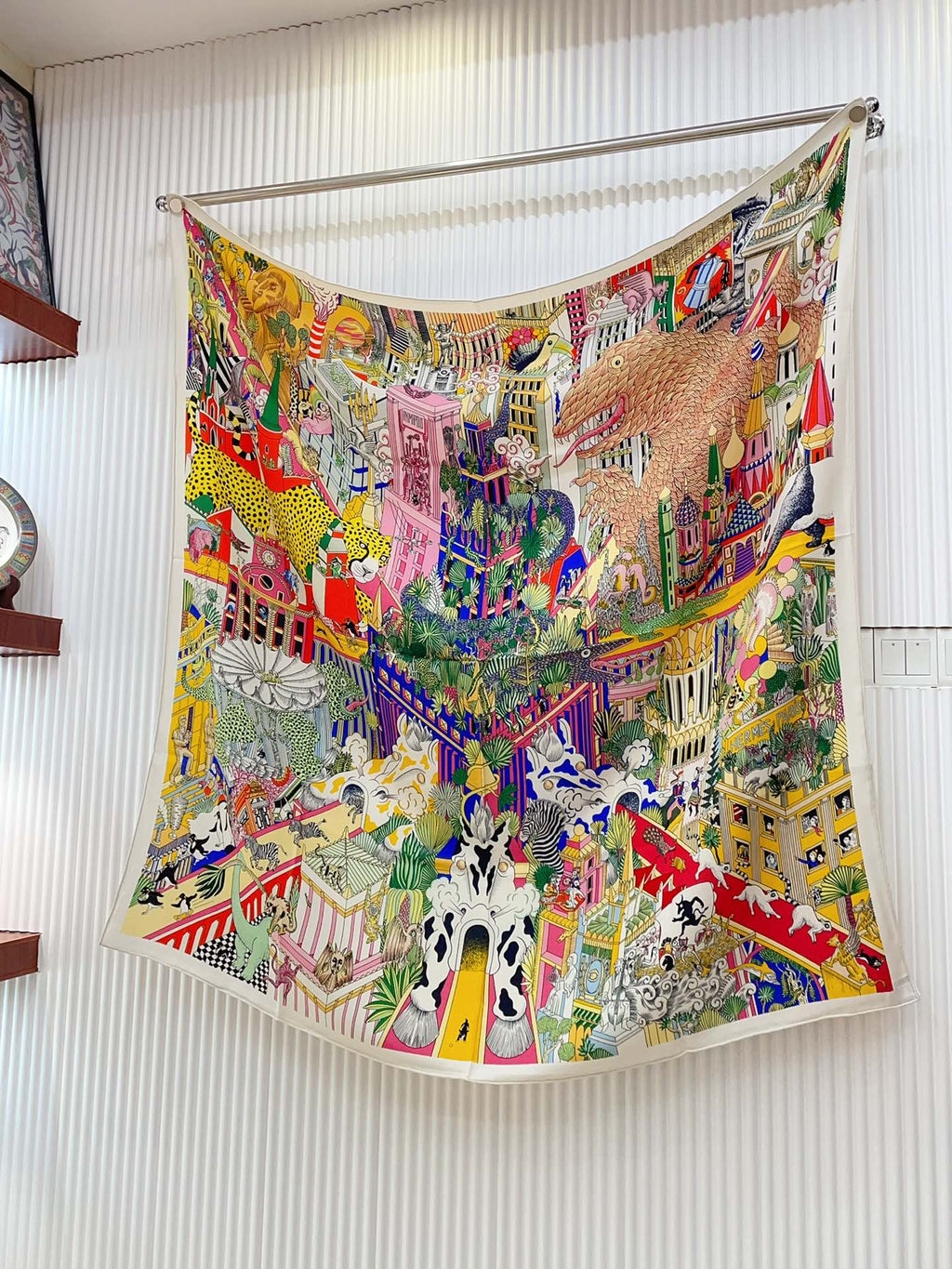 Animapolis Scarf Limited Edition 140 CM In Colorful Cashmere And Silk 306570
