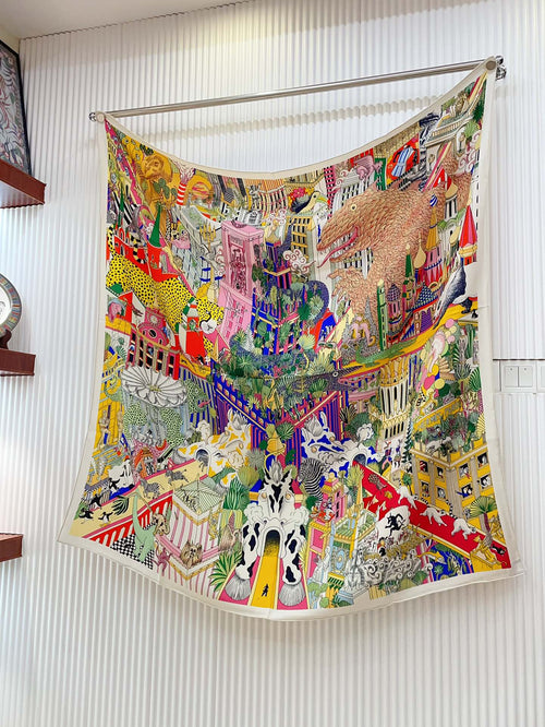 Animapolis Scarf 140 CM In Colorful Cashmere And Silk 306570