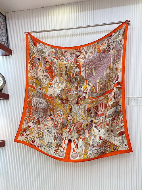 Animapolis Scarf 140 CM In Colorful Cashmere And Silk 306571