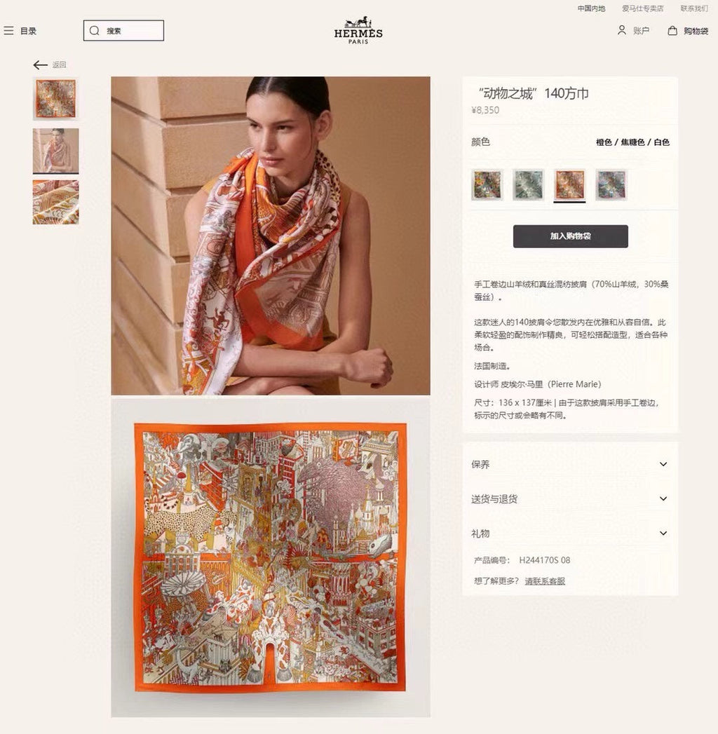 Animapolis Scarf Limited Edition 140 CM In Colorful Cashmere And Silk 306571