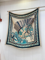 Cheval Punk Bandana Scarf 90 CM In Beige Mix Black Deep Green  Silk Twill 309211
