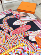 Flores Del Este Scarf 90 CM Black Colorful Silk Twill 310313