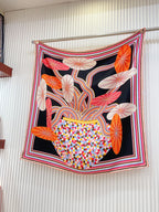 Flores Del Este Scarf 90 CM Black Colorful Silk Twill 310313
