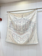 Pique Sellier Shawl 90 CM In White Colorful Silk Twill 312867