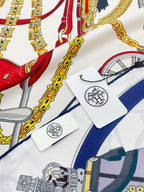 Stately Wheels Scarf 90 CM White Colorful Silk Twill 312874