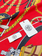 Stately Wheels Scarf 90 CM Red Colorful Silk Twill  312876