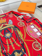 Stately Wheels Scarf 90 CM Red Colorful Silk Twill  312876