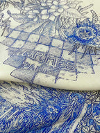 Le Jardin De Leila Au Bloc Shawl 135 CM In Blue Cashmere And Silk 316262