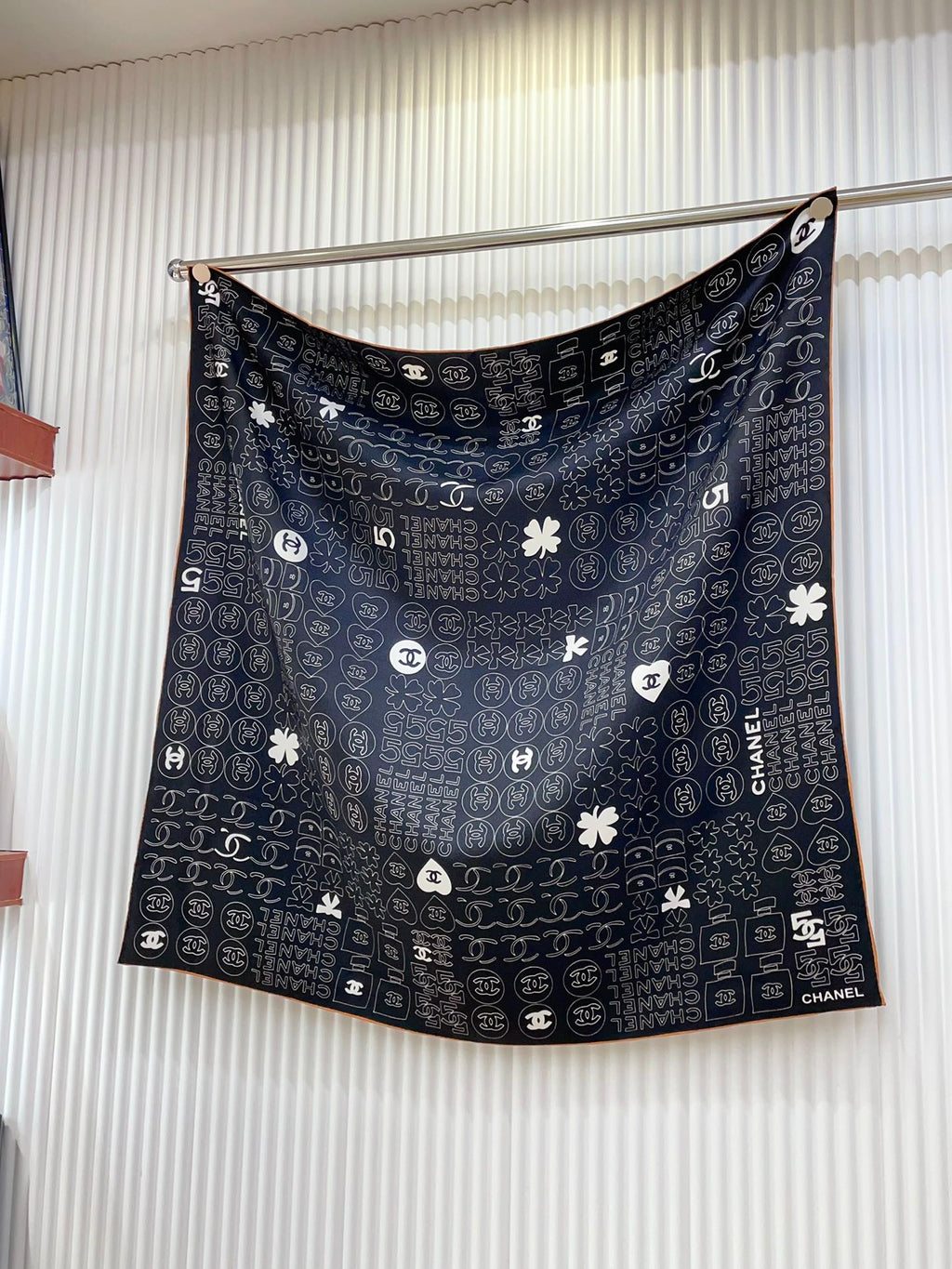 CC Square Scarf 90 CM In Black Mix White Cashmere Silk 316268