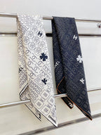 CC Square Scarf 90 CM In White Mix Black Cashmere Silk 316269
