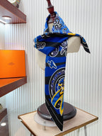 Candy Libris Scarf 90 CM In Dark Blue Colorful Silk Twill 319212