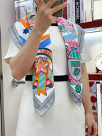 Candy Libris Scarf 90 CM In Pink Colorful Silk Twill  319213