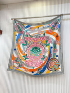 Candy Libris Scarf 90 CM In Pink Colorful Silk Twill  319213