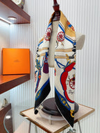 Palonniers scarf 90 CM In Black Colorful Silk Twill 321909