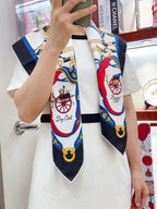 Palonniers scarf 90 CM In Black Colorful Silk Twill 321909