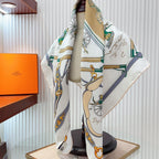 Palonniers scarf 90 CM In White Colorful Silk Twill 321911