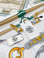 Palonniers scarf 90 CM In White Colorful Silk Twill 321911