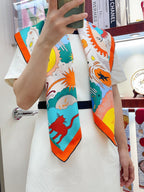 Au Royaume d'Helios Scarf 90 CM In Colorful Silk Twill 320651