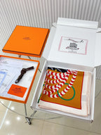 Silla De Gaucho Scarf 90 CM In Yellow Orange Colorful Silk Twill 320652