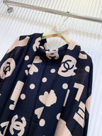 CC Scarf 200 CM In Black Mix Beige Silk Cashmere 324746