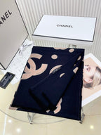 CC Scarf 200 CM In Black Mix Beige Silk Cashmere 324746
