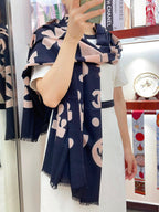 CC Scarf 200 CM In Black Mix Beige Silk Cashmere 324746