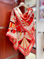 Haute Parure Scarf 135 CM In Red Colorful Cashmere And Silk 324751