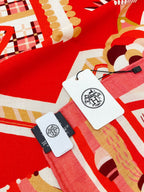 Haute Parure Scarf 135 CM In Red Colorful Cashmere And Silk 324751