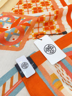 Haute Parure Scarf 135 CM In Orange Colorful Cashmere And Silk 324754
