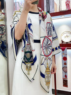 Stately Wheels Scarf 135 CM Colorful Cashmere And Silk 327469