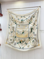 Palonniers Scarf 135 CM In White Colorful Cashmere And Silk 327471