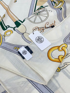 Palonniers Scarf 135 CM In White Colorful Cashmere And Silk 327471