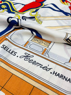 Palonniers Scarf 135 CM In Navy Blue Colorful Cashmere And Silk 327473