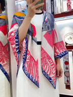 Cavalier en Formes shawl 140 CM In Pink Colorful Cashmere And Silk 331714